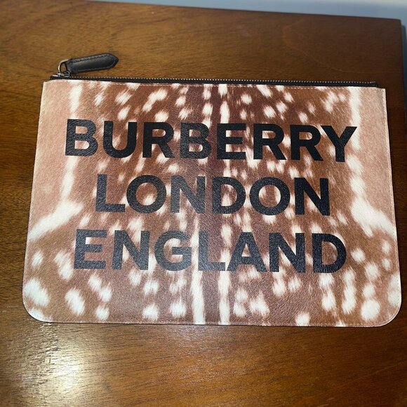 Authentic Burberry London Deer Print Pouch - Picture 1 of 3